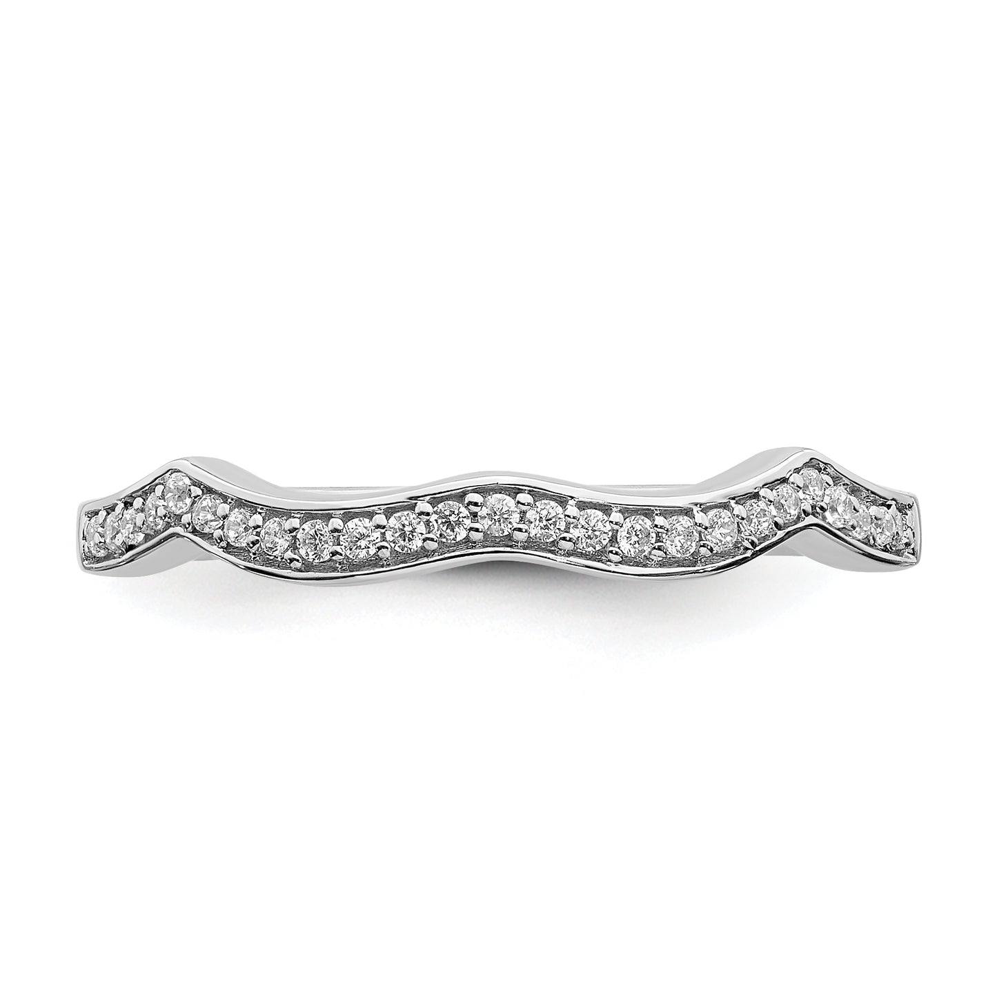 14k White Gold 1/10 ct Diamond Contoured Complete Wedding Band