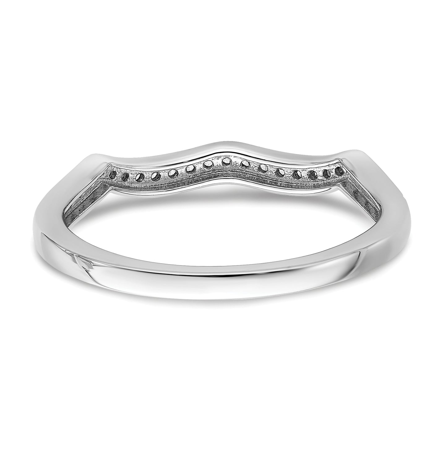 14k White Gold 1/10 ct Diamond Contoured Complete Wedding Band