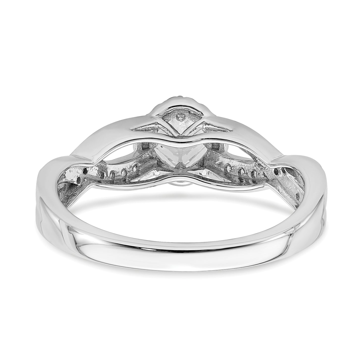 14k White Gold Criss-Cross Halo (Holds 1/3 carat (3.9mm) Princess Center) 1/4 carat Diamond Semi-mount Engagement Ring