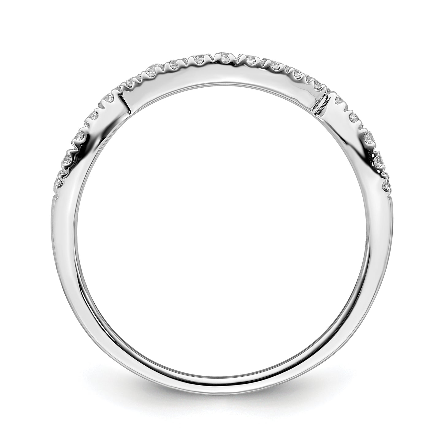 14k White Gold 1/10 carat Diamond Contoured Complete Wedding Band