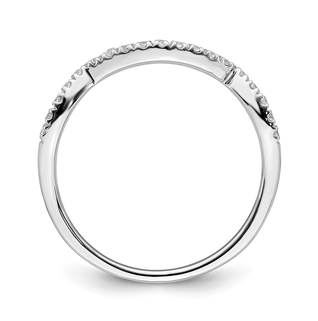 14k White Gold Contoured Diamond Band – Elegant Jewelry Gift for Birthday, Anniversary, Engagement, Wedding