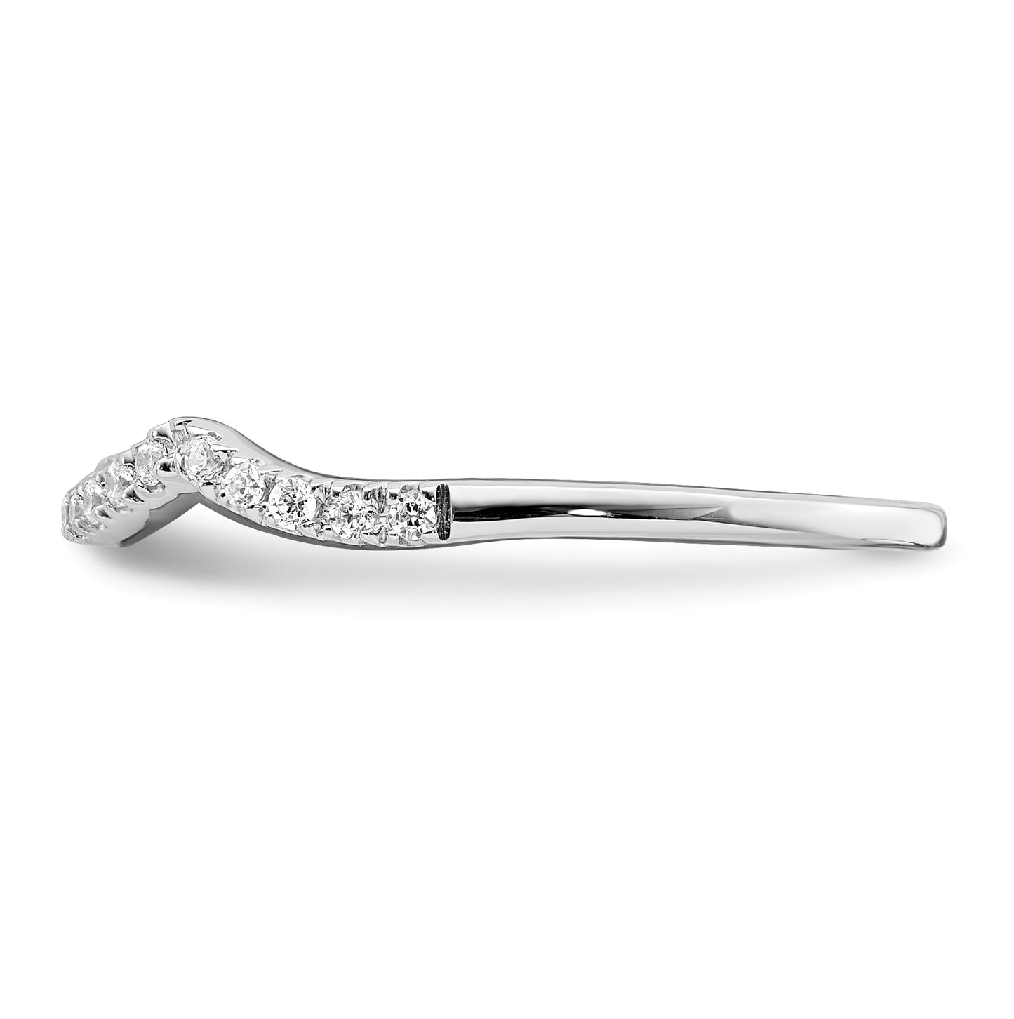 14k White Gold 1/10 carat Diamond Contoured Complete Wedding Band