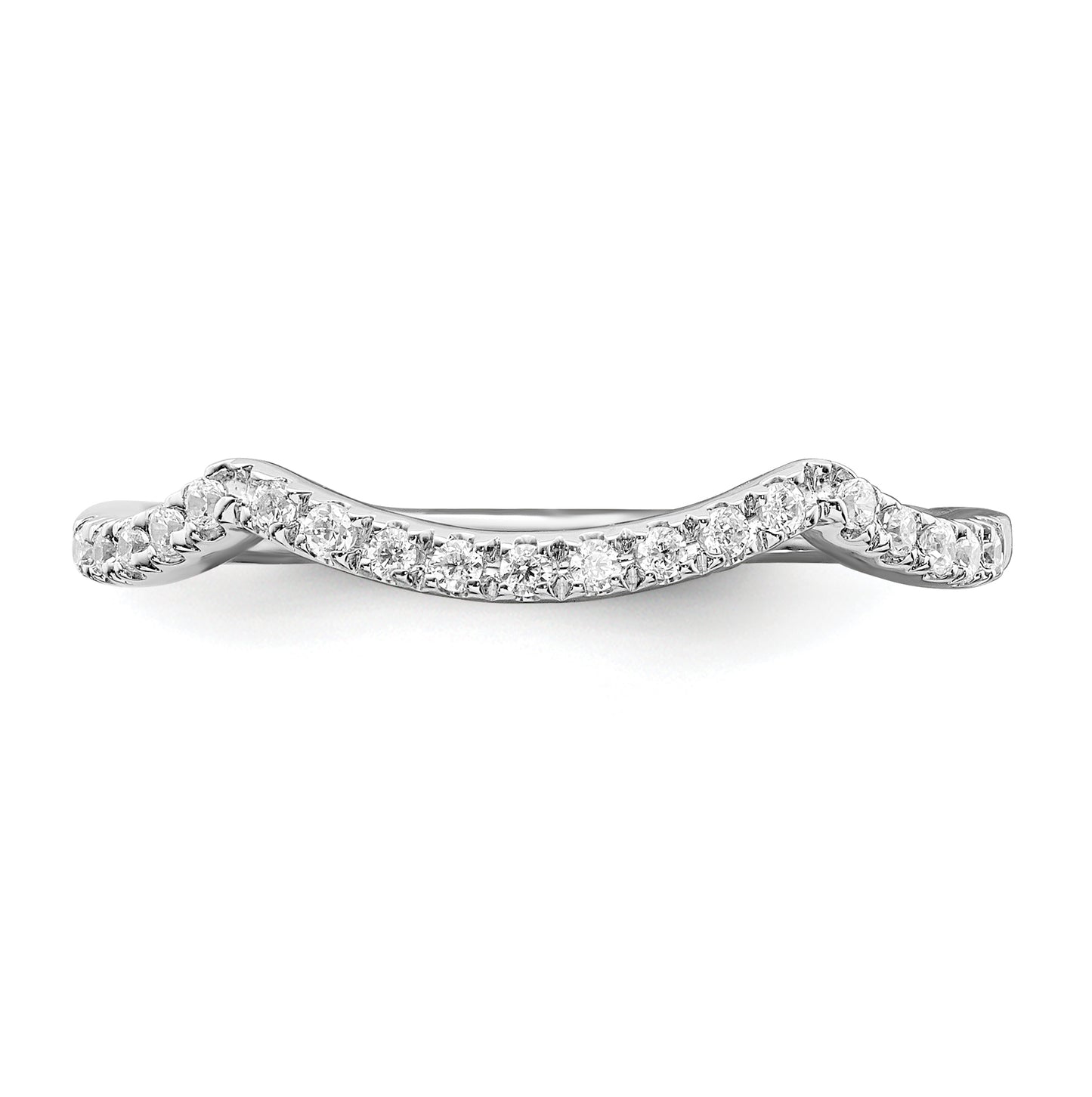 14k White Gold 1/10 carat Diamond Contoured Complete Wedding Band