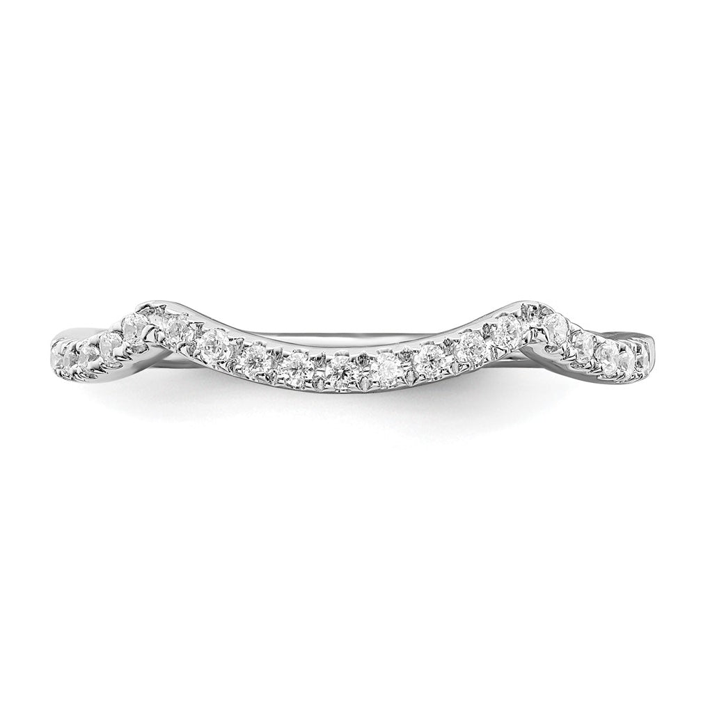 14k White Gold Contoured Diamond Band – Elegant Jewelry Gift for Birthday, Anniversary, Engagement, Wedding