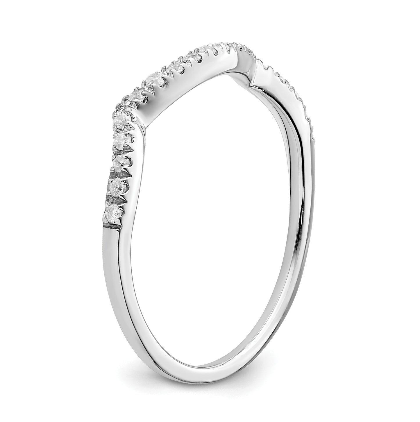 14k White Gold 1/10 carat Diamond Contoured Complete Wedding Band