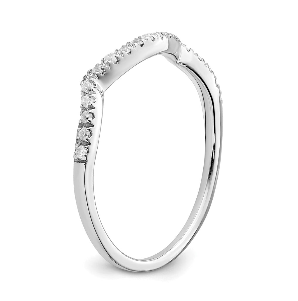 14k White Gold Contoured Diamond Band – Elegant Jewelry Gift for Birthday, Anniversary, Engagement, Wedding