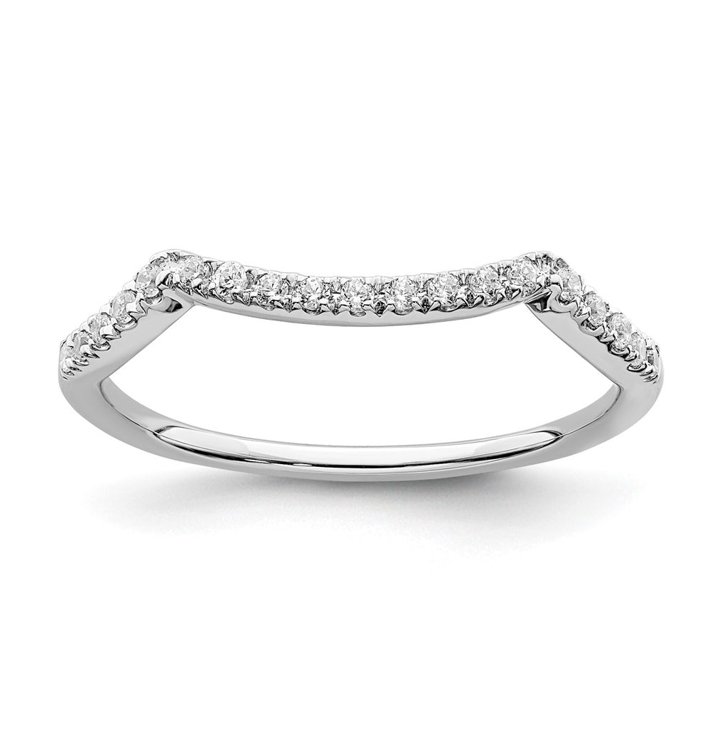 14k White Gold Contoured Diamond Band – Elegant Jewelry Gift for Birthday, Anniversary, Engagement, Wedding