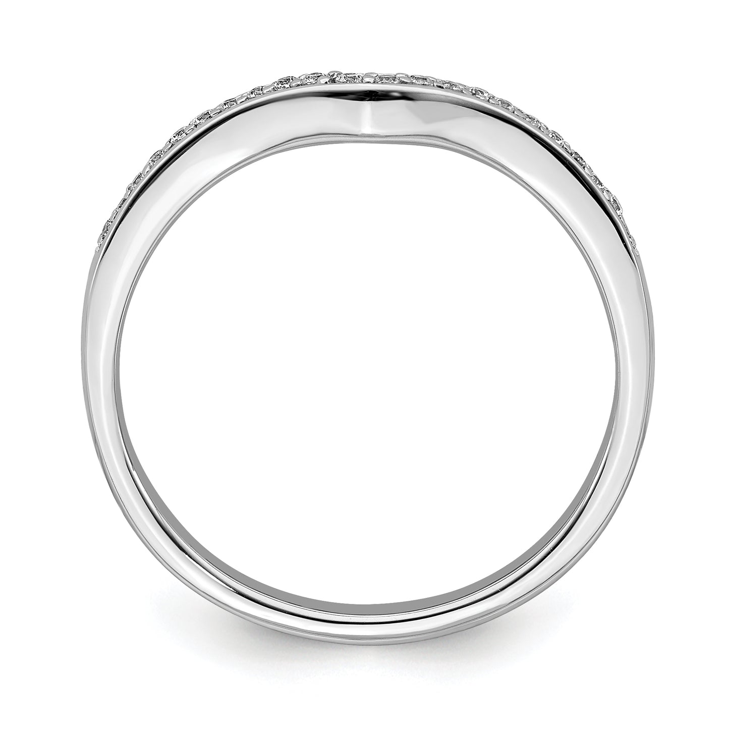 14k White Gold 1/10ct Diamond Contoured Complete Wedding Band