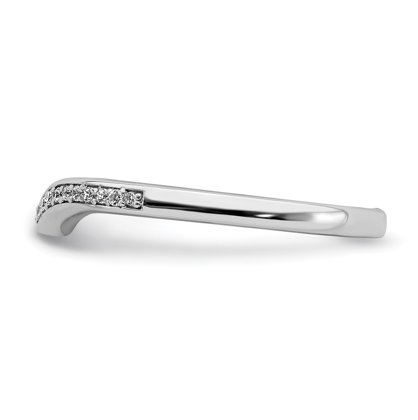 14k White Gold 1/10ct Diamond Contoured Complete Wedding Band