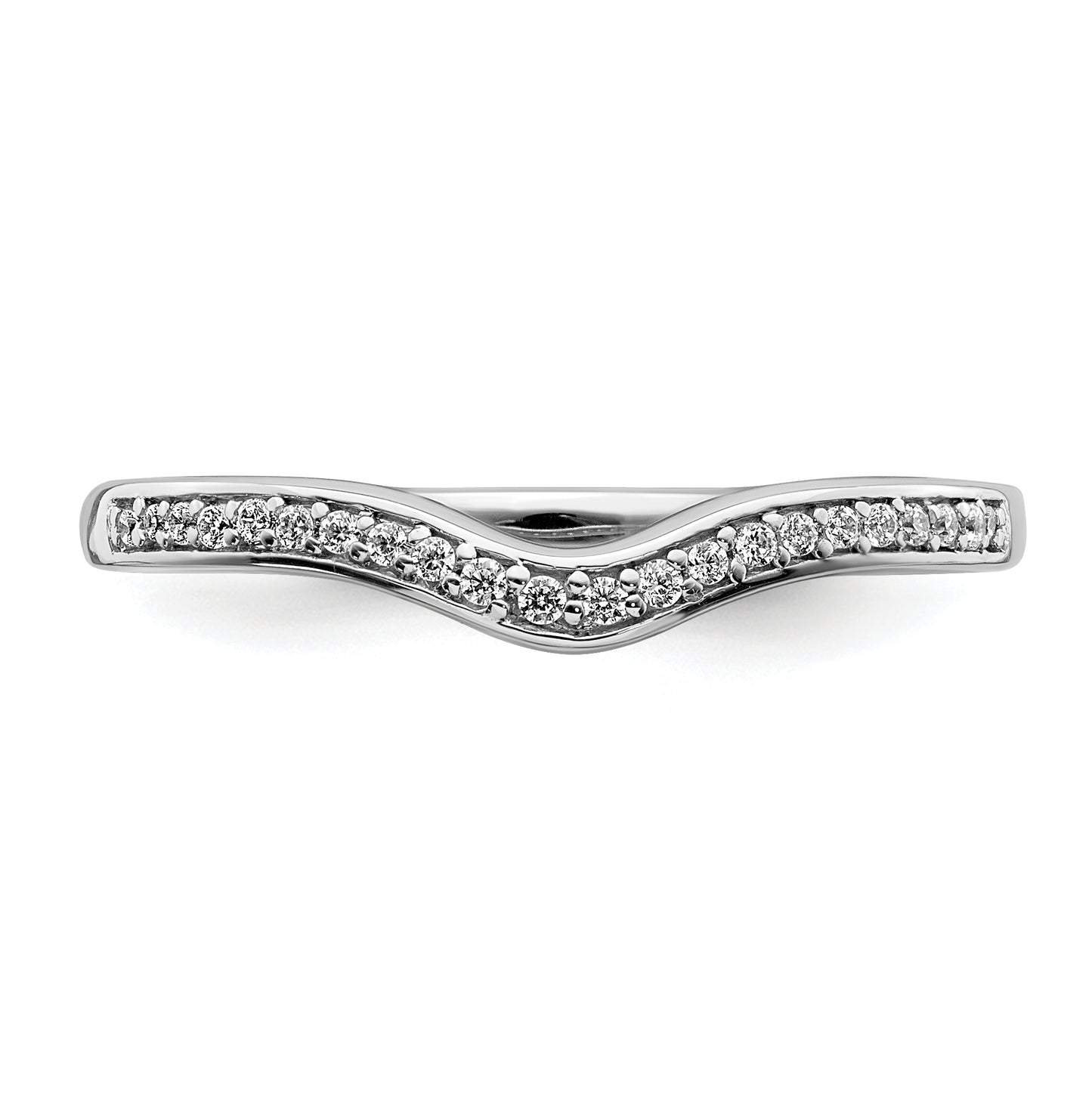 14k White Gold 1/10ct Diamond Contoured Complete Wedding Band