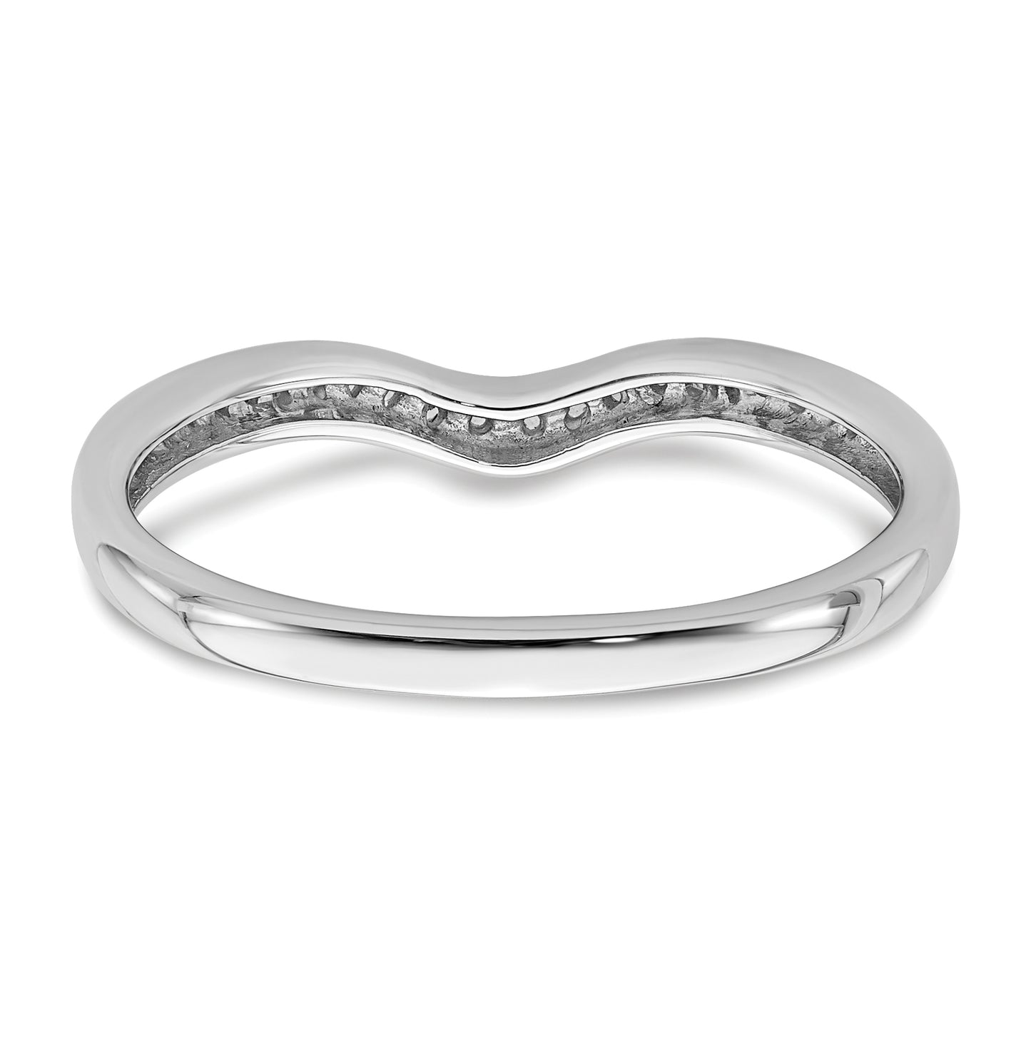 14k White Gold 1/10ct Diamond Contoured Complete Wedding Band
