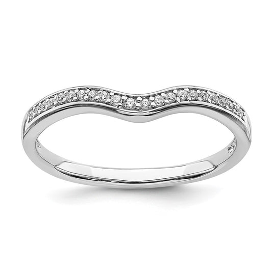 14k White Gold 1/10ct Diamond Contoured Complete Wedding Band
