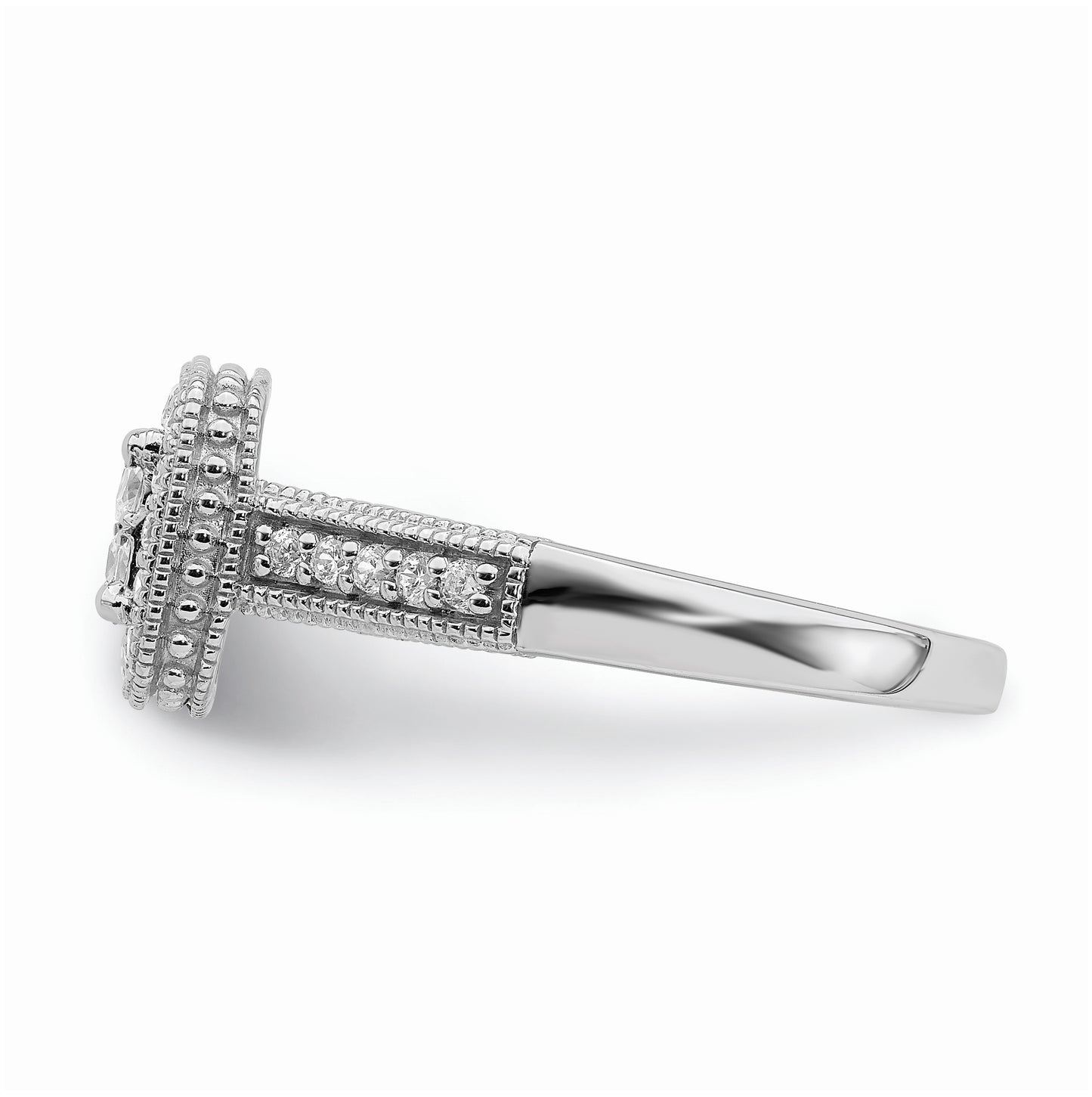 14K White Gold Square Halo Cluster 5/8 carat Princess/Round Diamond Complete Engagement Ring