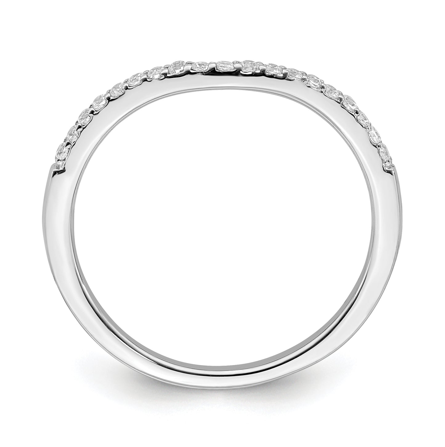 14k White Gold 1/6 carat Diamond Contoured Complete Wedding Band