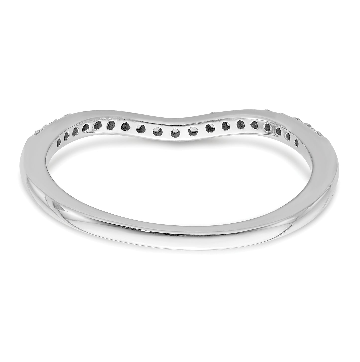 14k White Gold 1/6 carat Diamond Contoured Complete Wedding Band