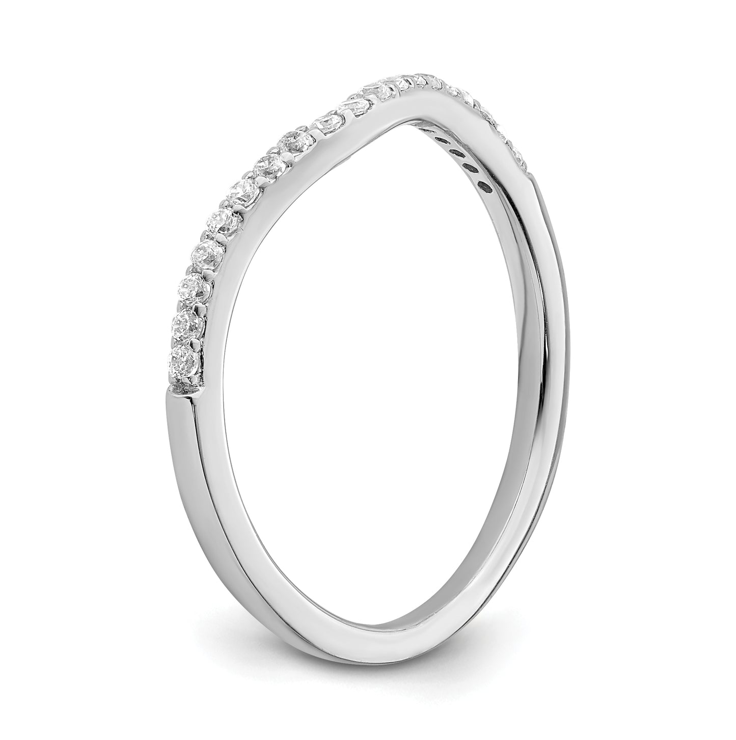 14k White Gold 1/6 carat Diamond Contoured Complete Wedding Band