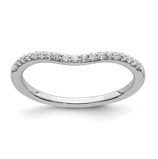 14k White Gold 1/6 carat Diamond Contoured Complete Wedding Band