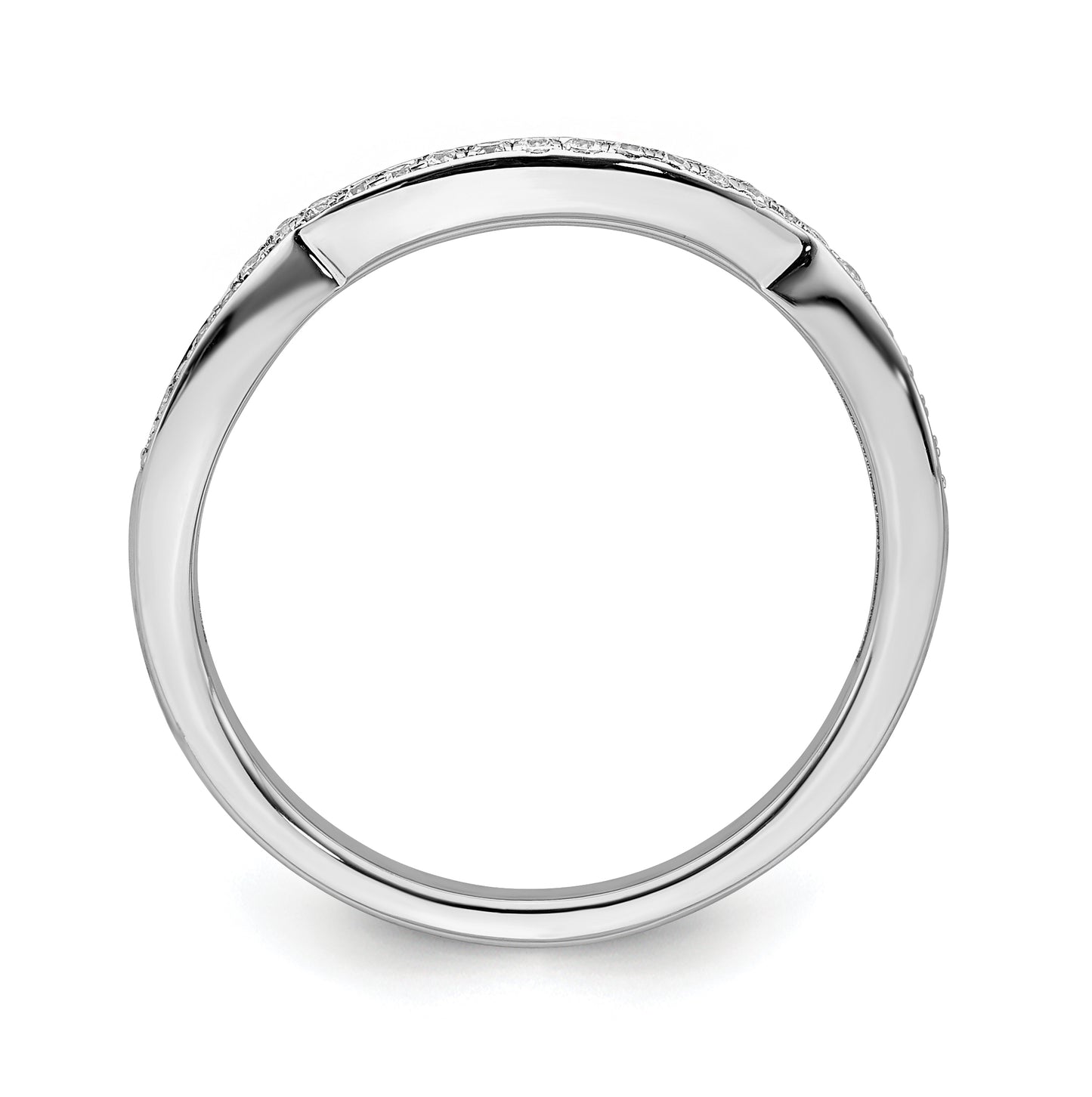 14k White Gold 1/8 carat Diamond Contoured Complete Wedding Band,  1.8 mm