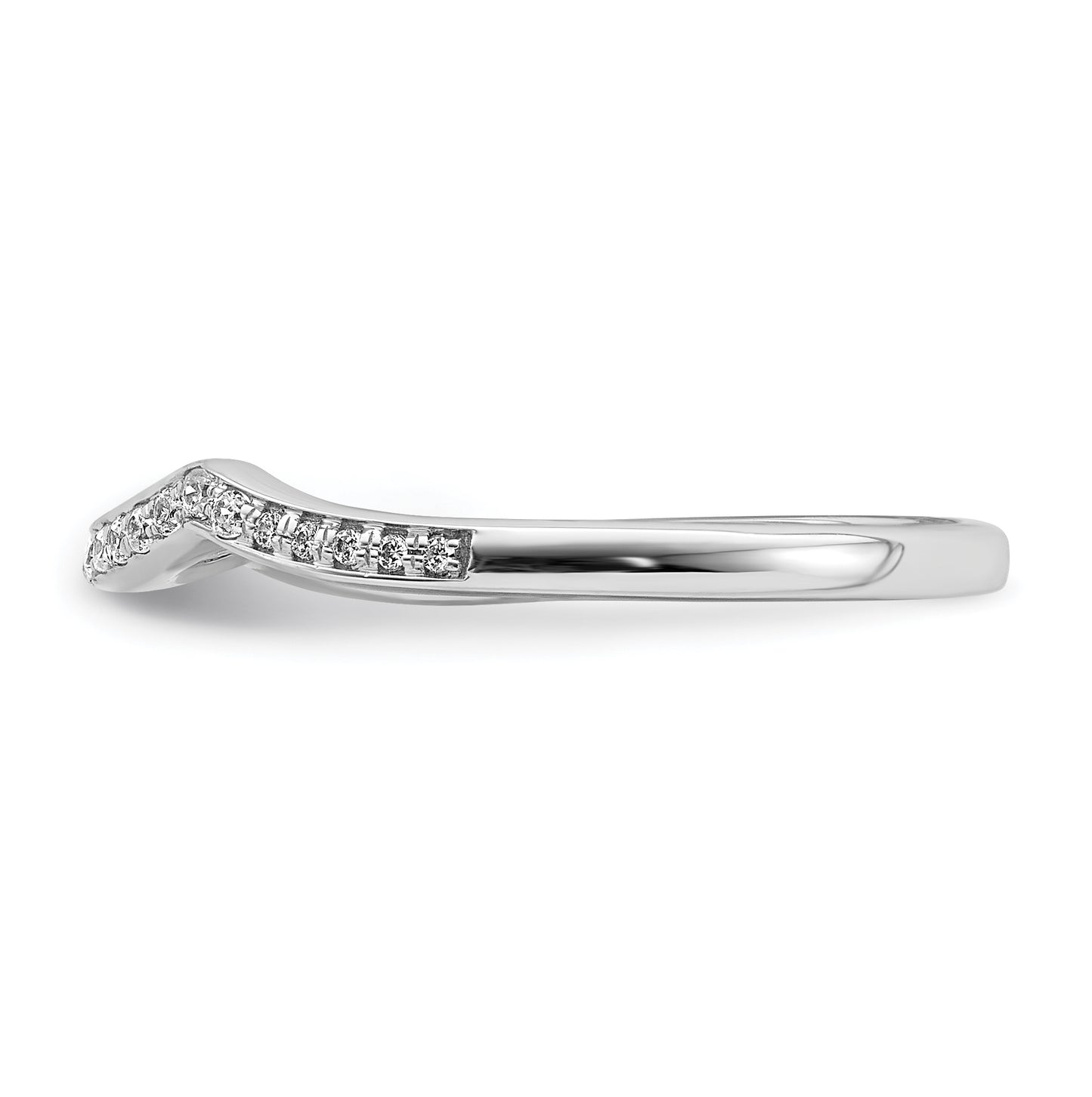 14k White Gold 1/8 carat Diamond Contoured Complete Wedding Band,  1.8 mm