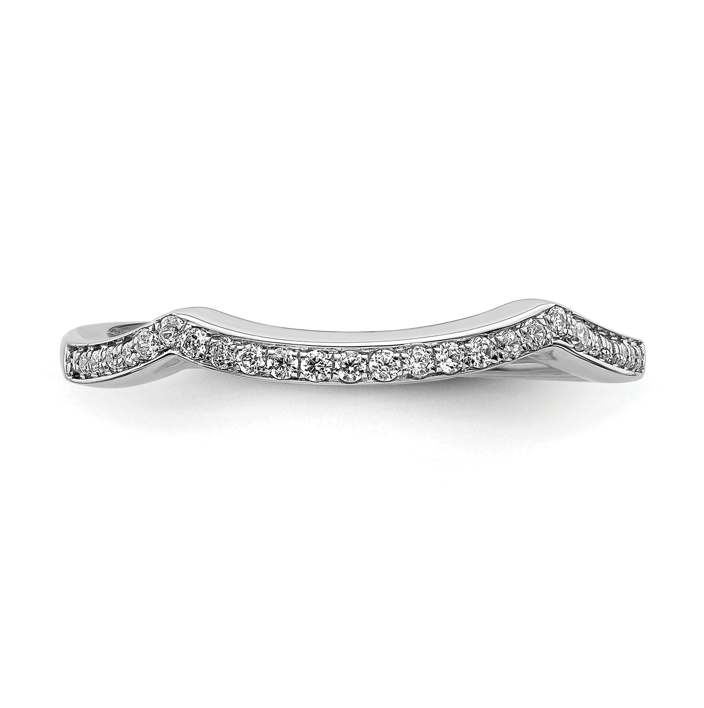 14k White Gold 1/8 carat Diamond Contoured Complete Wedding Band,  1.8 mm