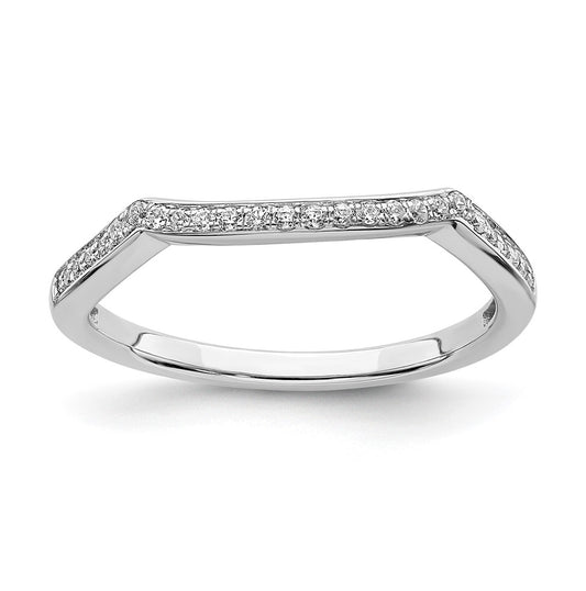 14k White Gold 1/8 carat Diamond Contoured Complete Wedding Band,  1.8 mm