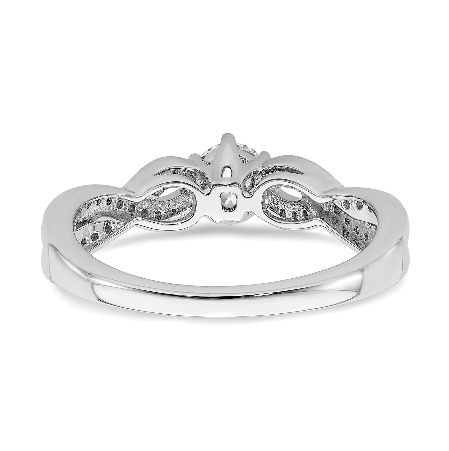14k White Gold Criss-Cross (Holds 1/3 carat (4.5mm) Round Center) 1/5 carat Diamond Semi-mount Engagement Ring