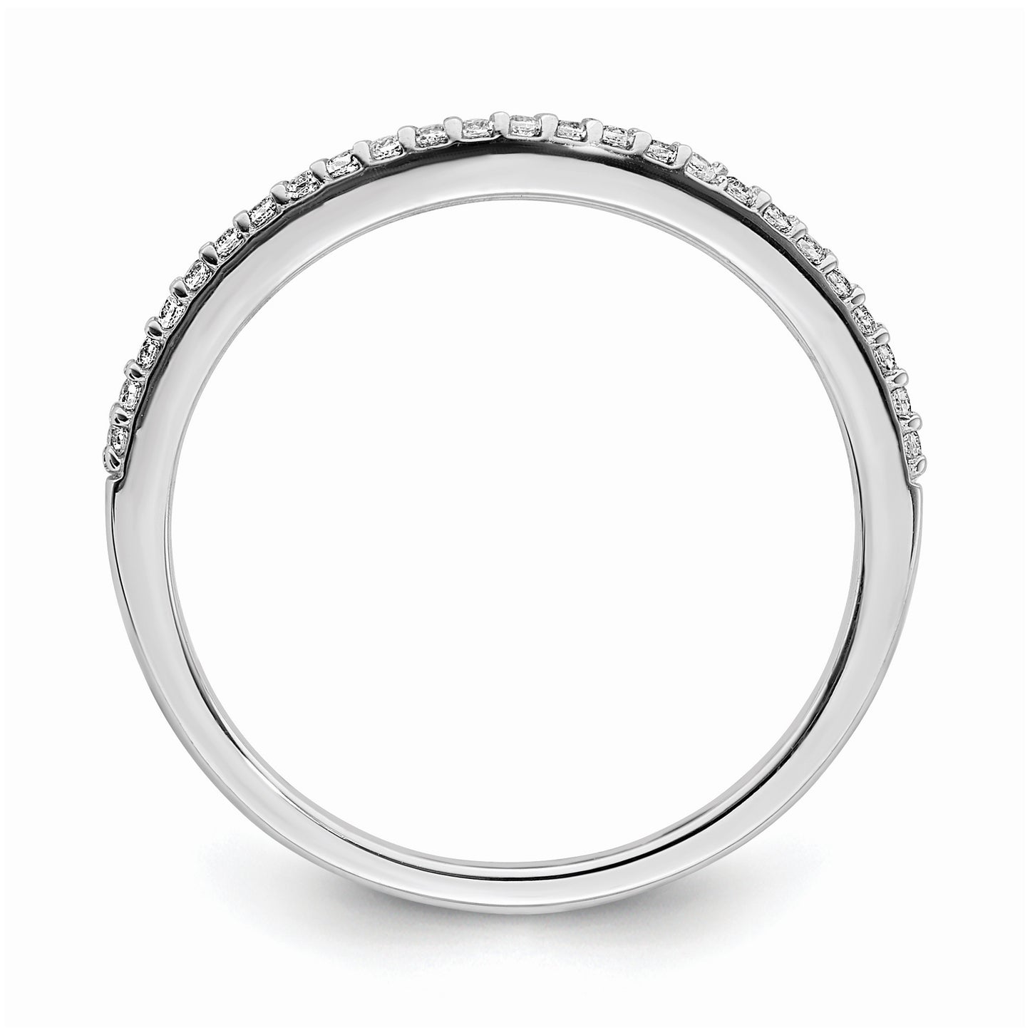 14k White Gold 1/8 carat Diamond Contoured Complete Wedding Band,  1.6 mm