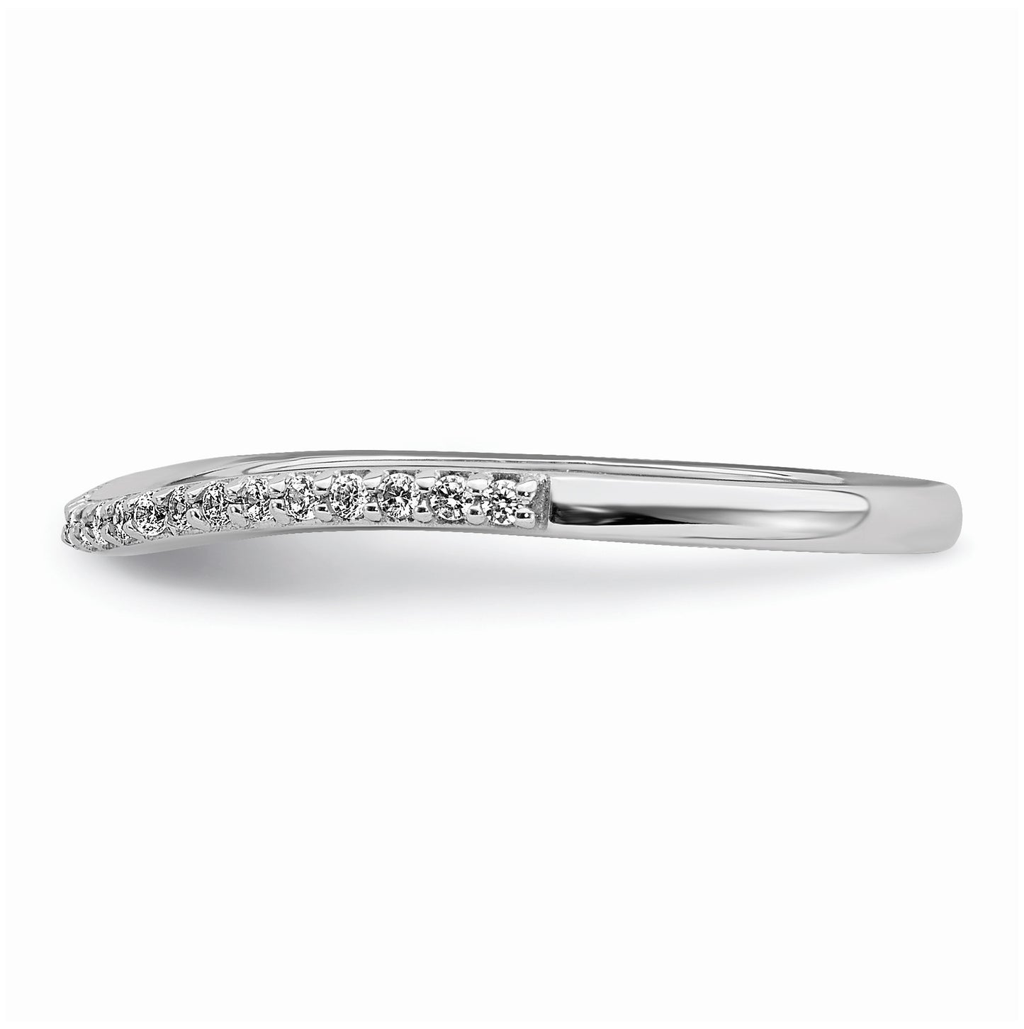 14k White Gold 1/8 carat Diamond Contoured Complete Wedding Band,  1.6 mm