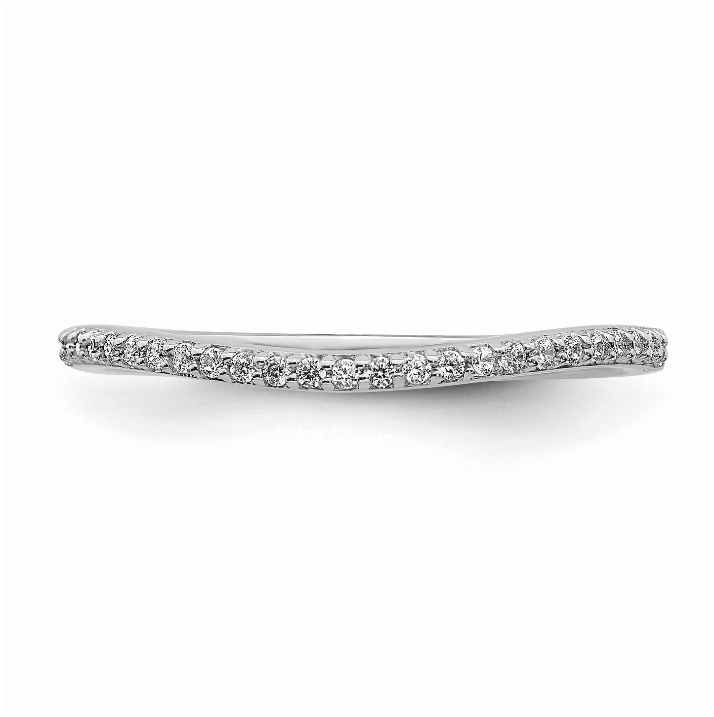14k White Gold 1/8 carat Diamond Contoured Complete Wedding Band,  1.6 mm