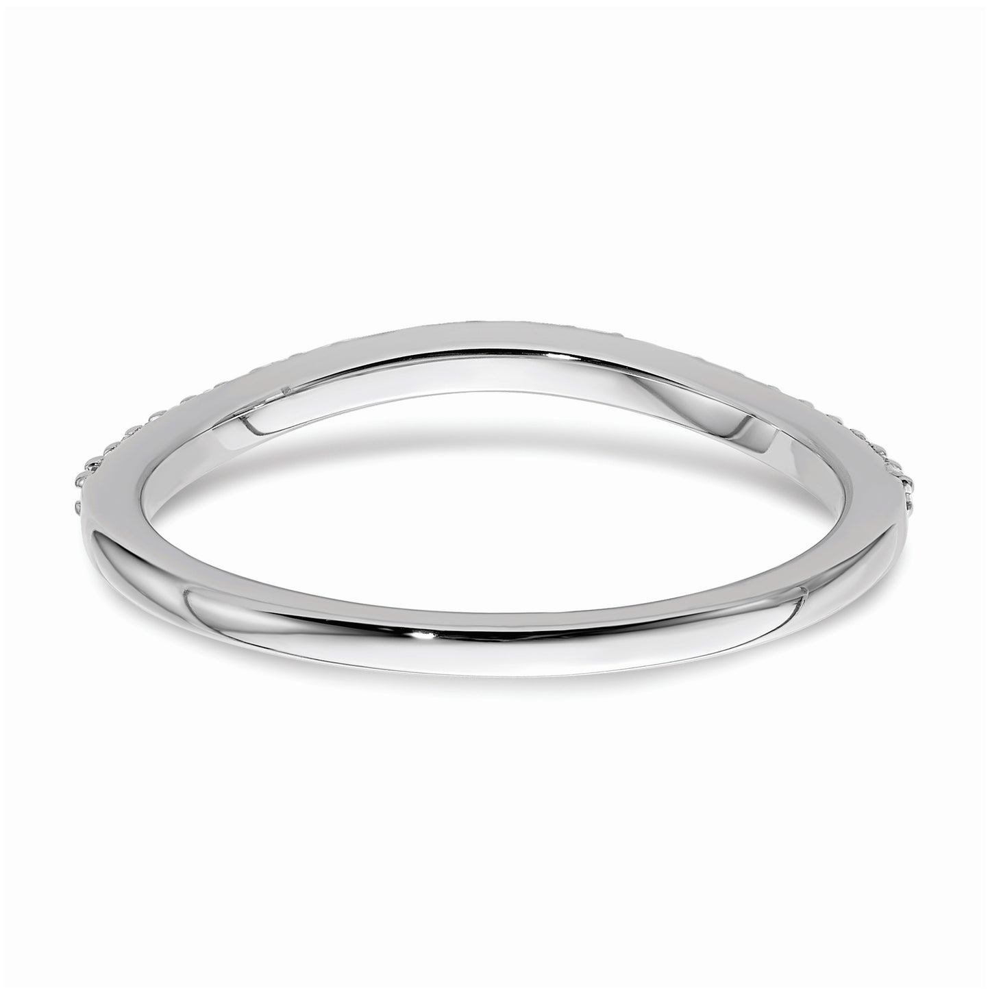 14k White Gold 1/8 carat Diamond Contoured Complete Wedding Band,  1.6 mm