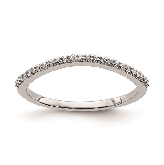 14k White Gold 1/8 carat Diamond Contoured Complete Wedding Band,  1.6 mm