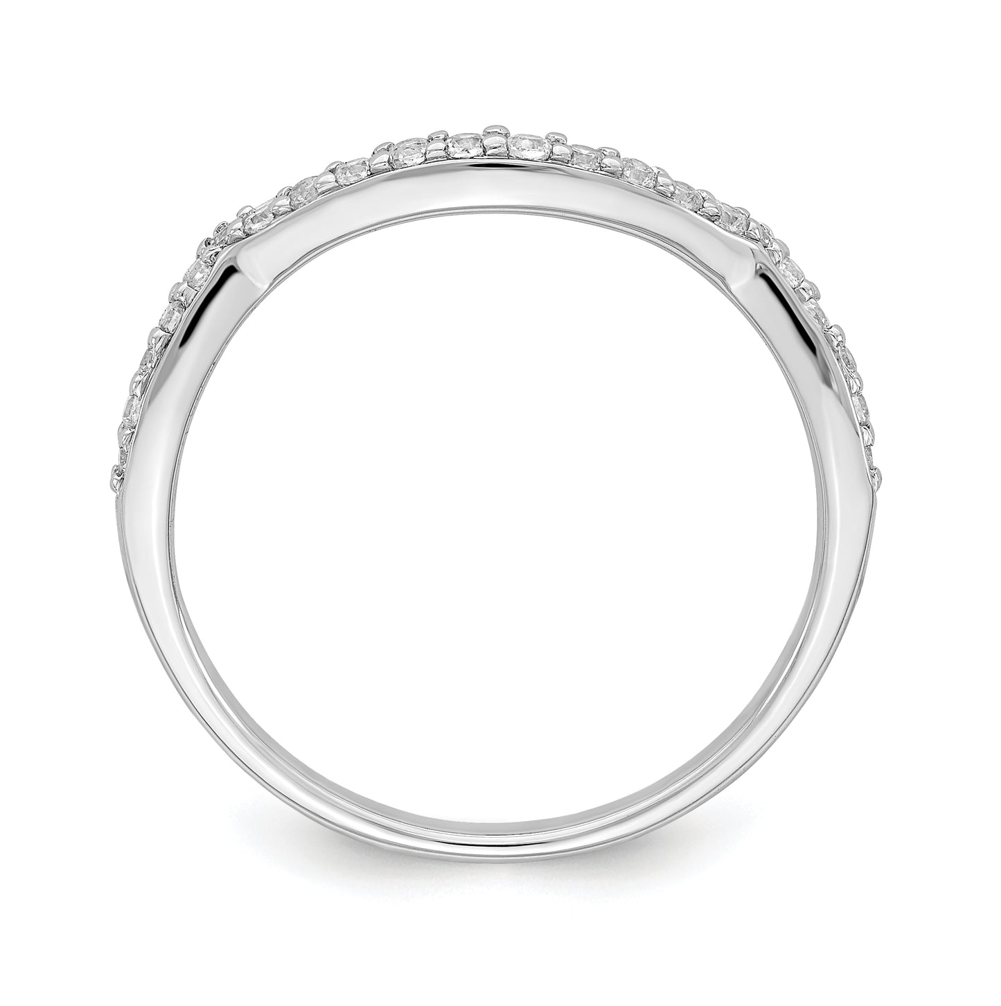 14k White Gold 1/5ct Diamond Contoured Complete Wedding Band