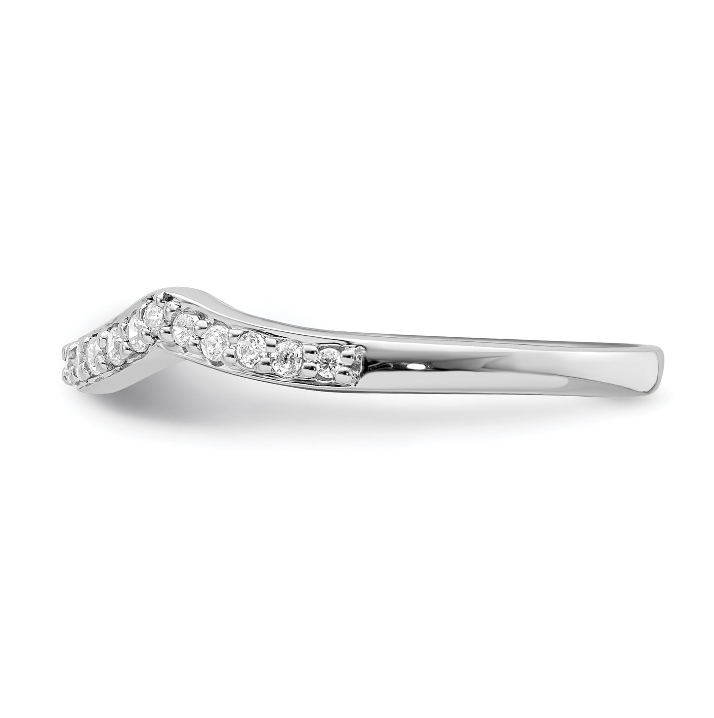 14k White Gold 1/5ct Diamond Contoured Complete Wedding Band