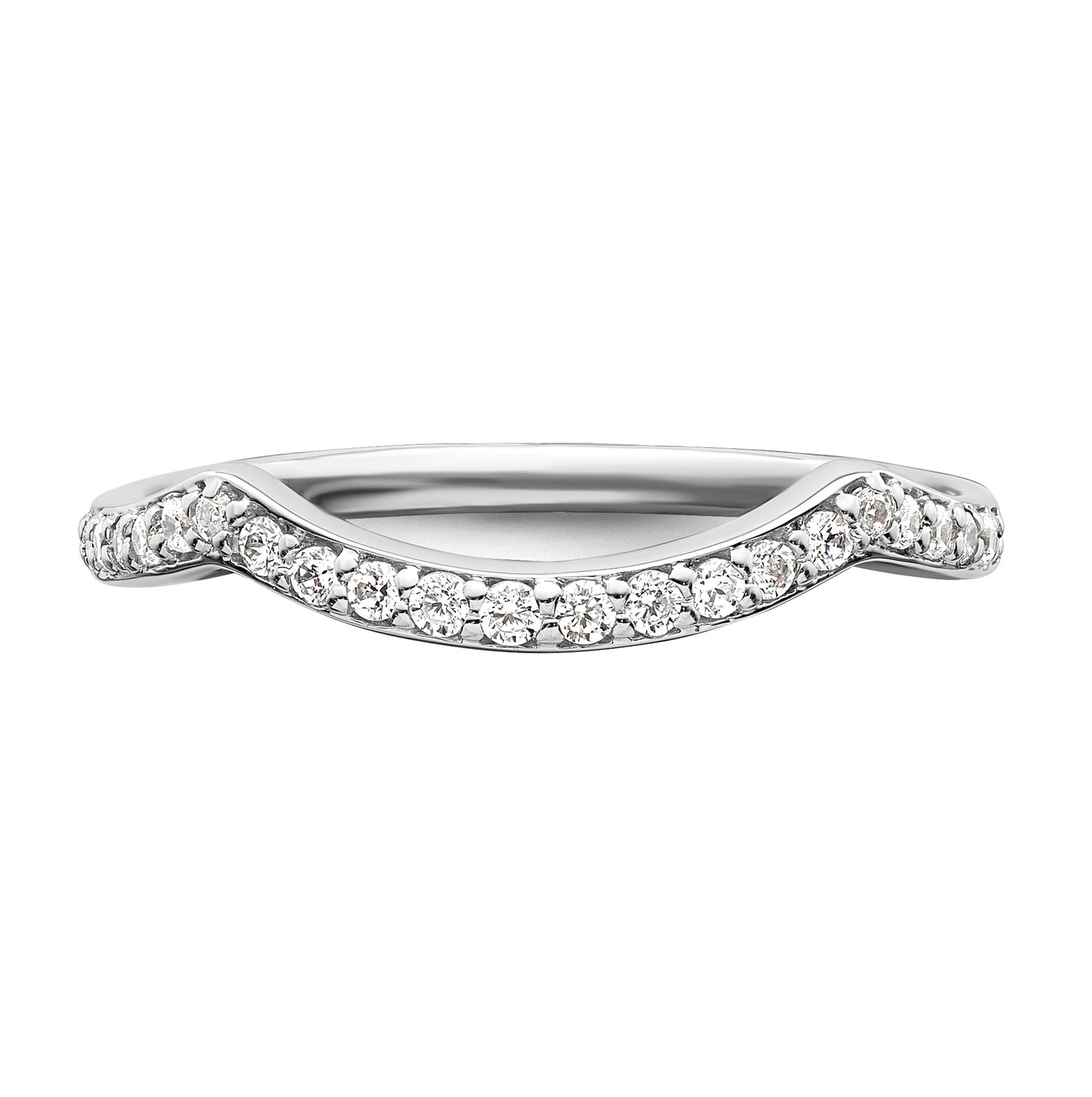 14k White Gold 1/5ct Diamond Contoured Complete Wedding Band