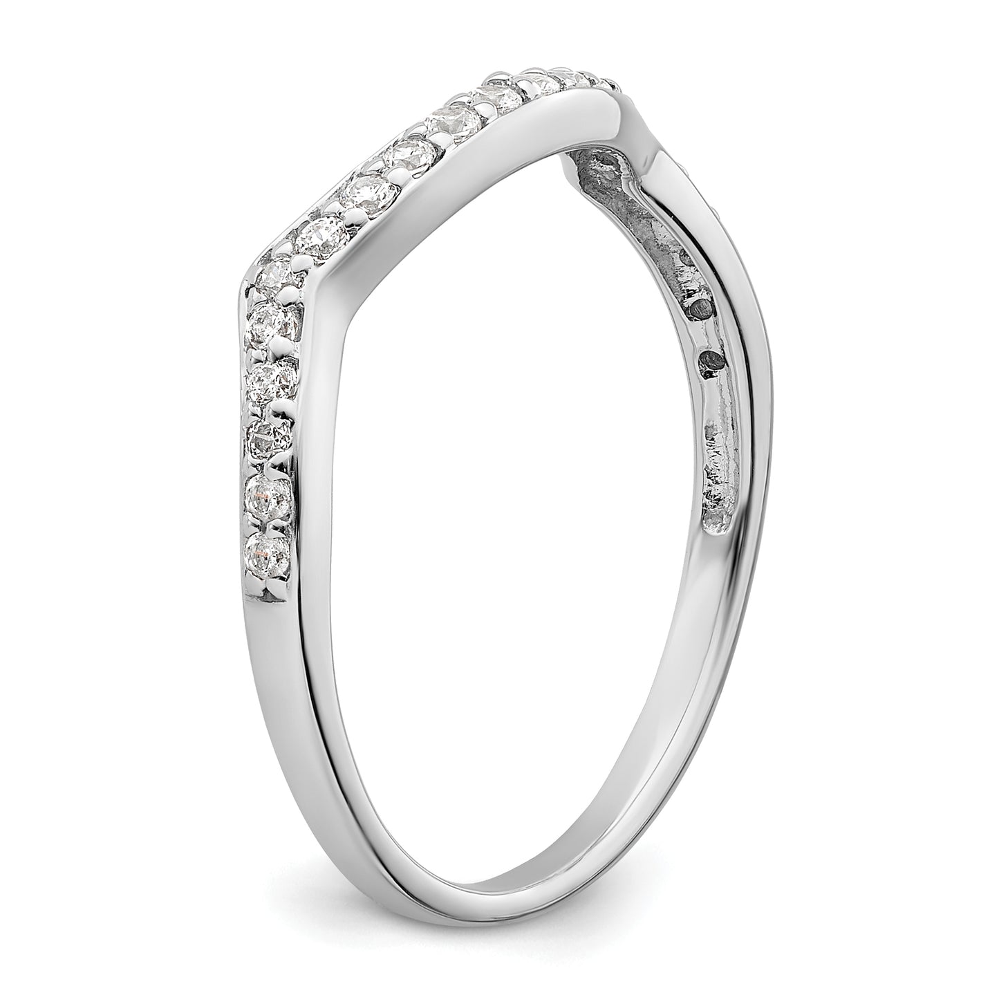 14k White Gold 1/5ct Diamond Contoured Complete Wedding Band