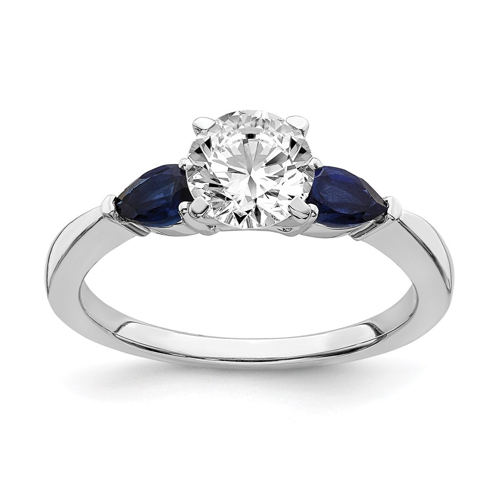 14k White Gold Sapphire Semi-mount Engagement Ring