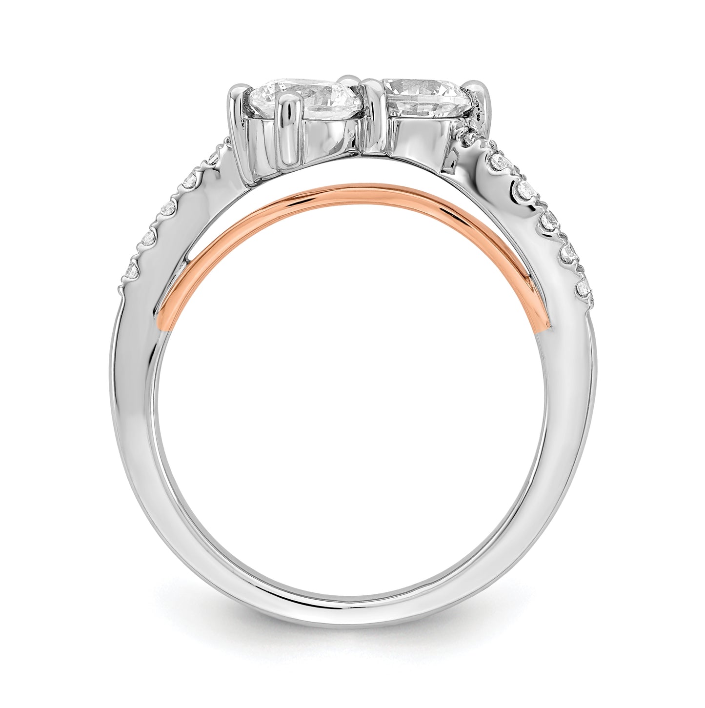 14k White Gold Semi-mount Two-stone Diamond Engagement Ring