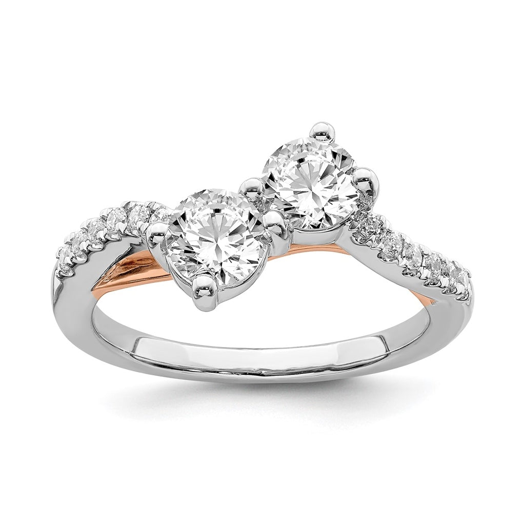 14k White Gold Semi-mount Two-stone Diamond Engagement Ring