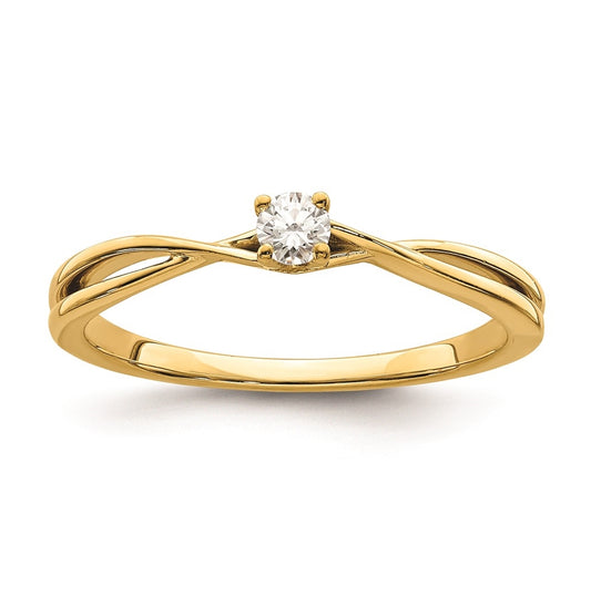 First Promise 14K Yellow Gold Criss-Cross 1/8 carat Round Diamond Complete Promise/Engagement Ring