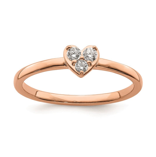 First Promise 14k Rose Gold Heart 1/8 carat Round Diamond Complete Promise/Engagement Ring