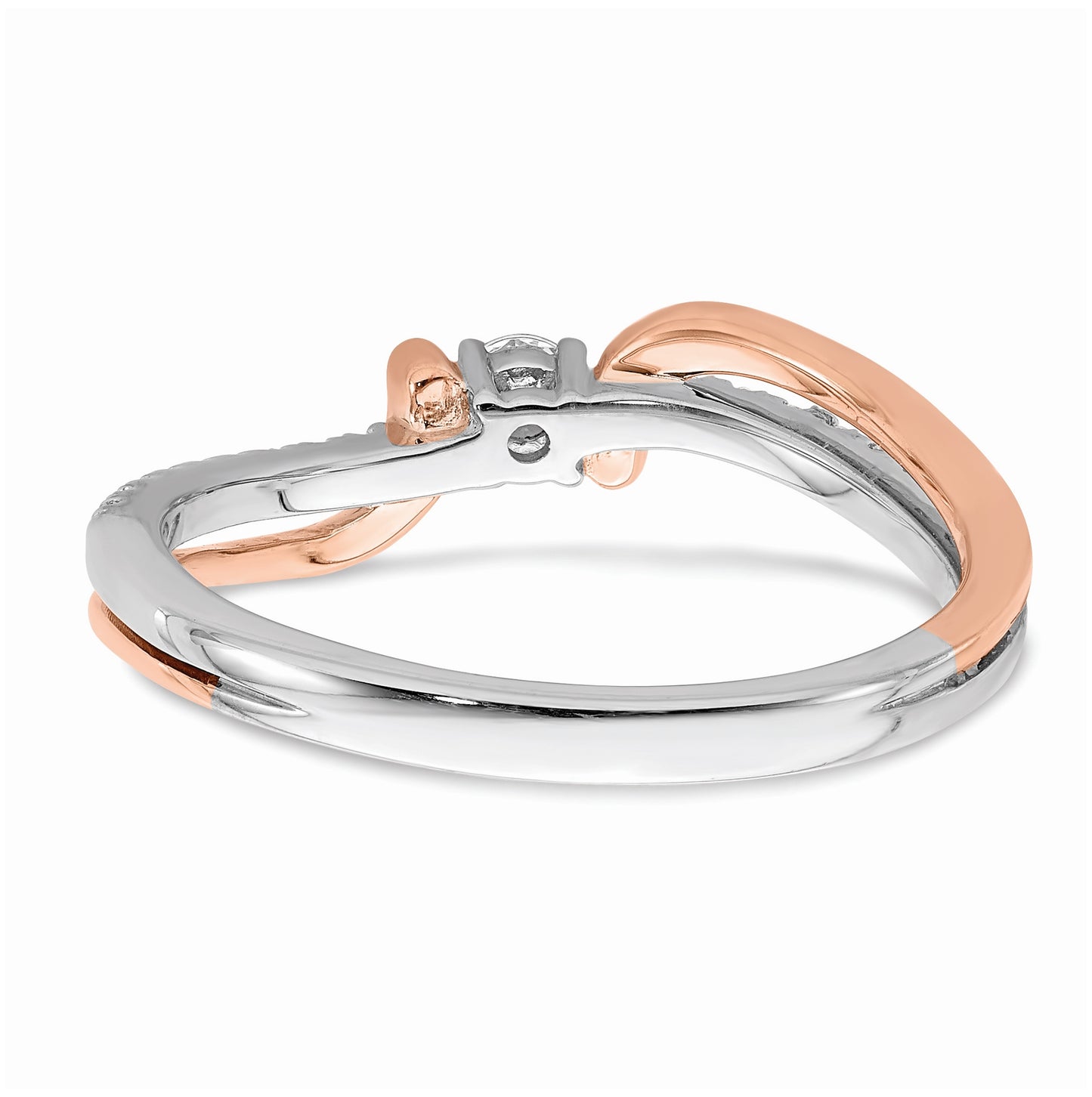 First Promise 14k White and Rose Gold Bypass 1/5 carat Round Diamond Complete Promise/Engagement Ring