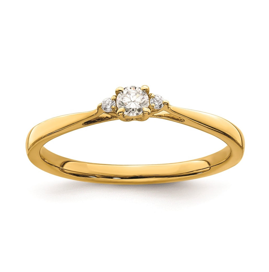 First Promise 14K Yellow Gold 1/8 carat Round Diamond Complete Promise/Engagement Ring, 6.5 mm