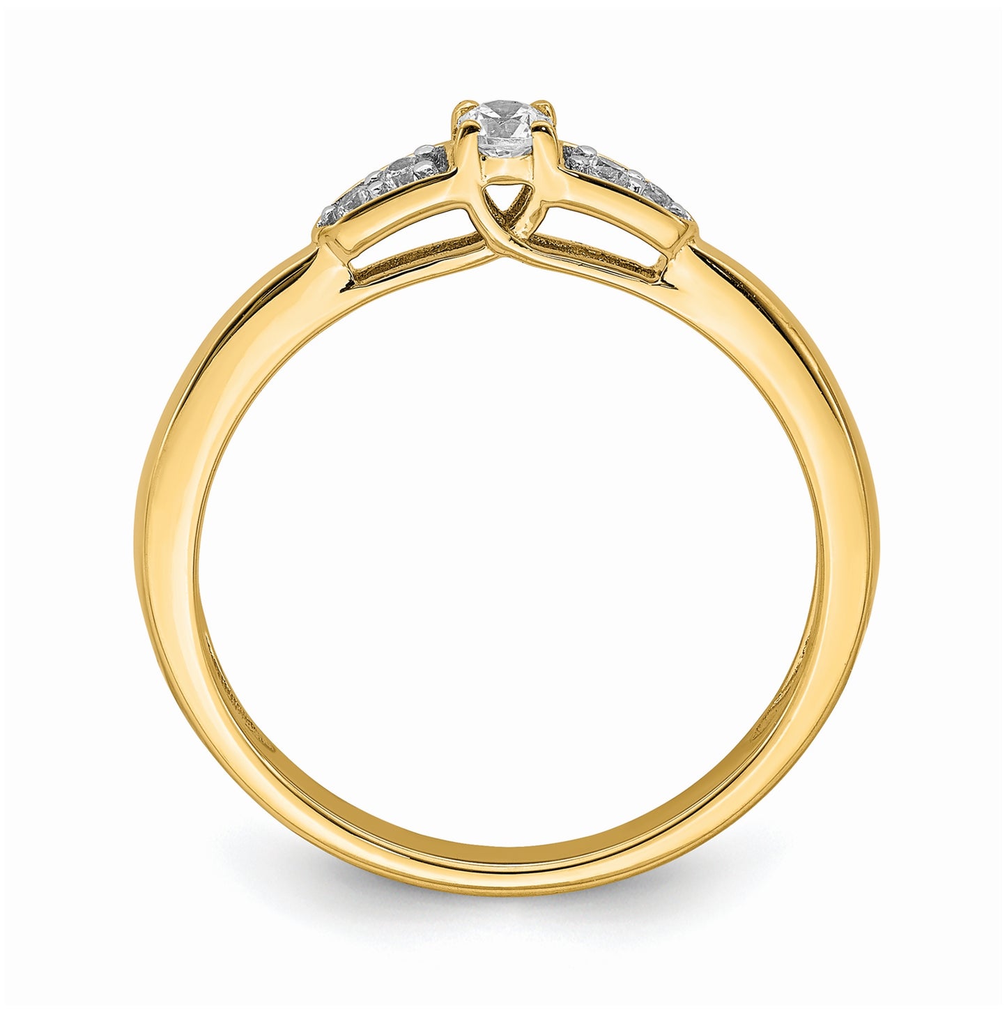 First Promise 14K Yellow Gold 1/8 carat Round Diamond Complete Promise/Engagement Ring