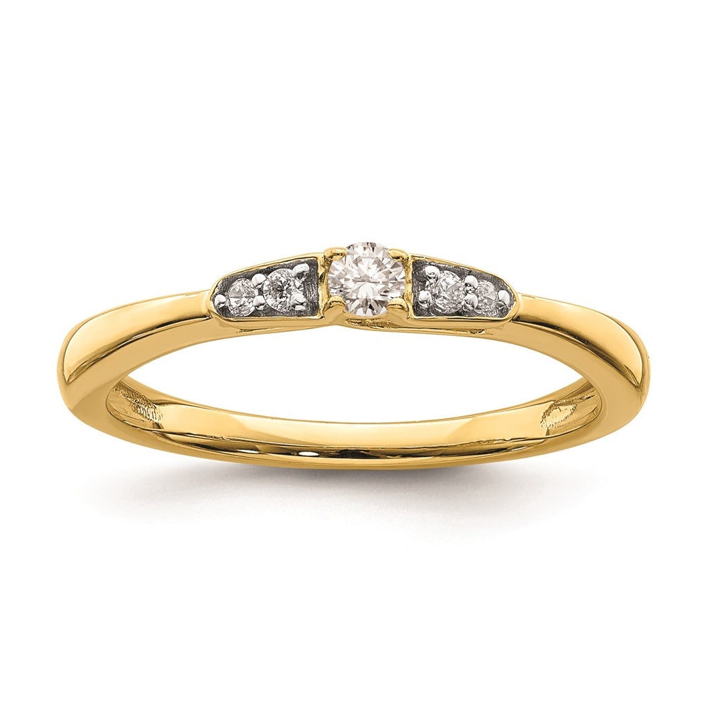 First Promise 14K Yellow Gold 1/8 carat Round Diamond Complete Promise/Engagement Ring