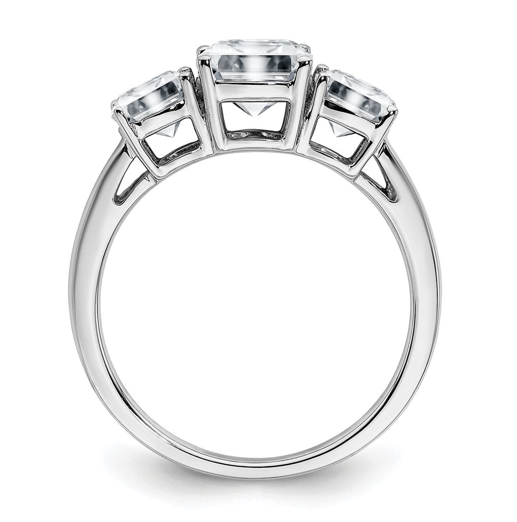 14k White Gold 2 1/3 carat Certified Lab Grown Diamond VS+ F+ Cushion Complete Three Stone Engagement Ring