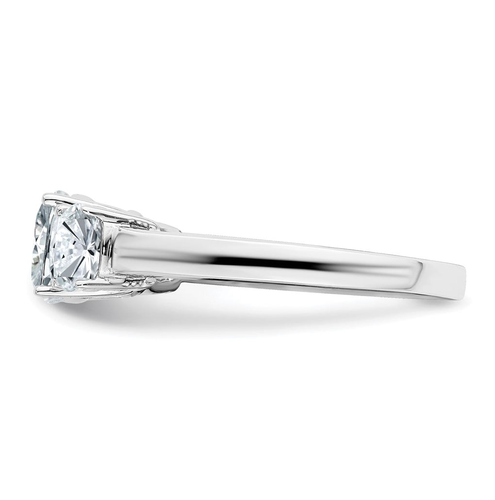 14k White Gold 2 1/3 carat Certified Lab Grown Diamond VS+ F+ Cushion Complete Three Stone Engagement Ring