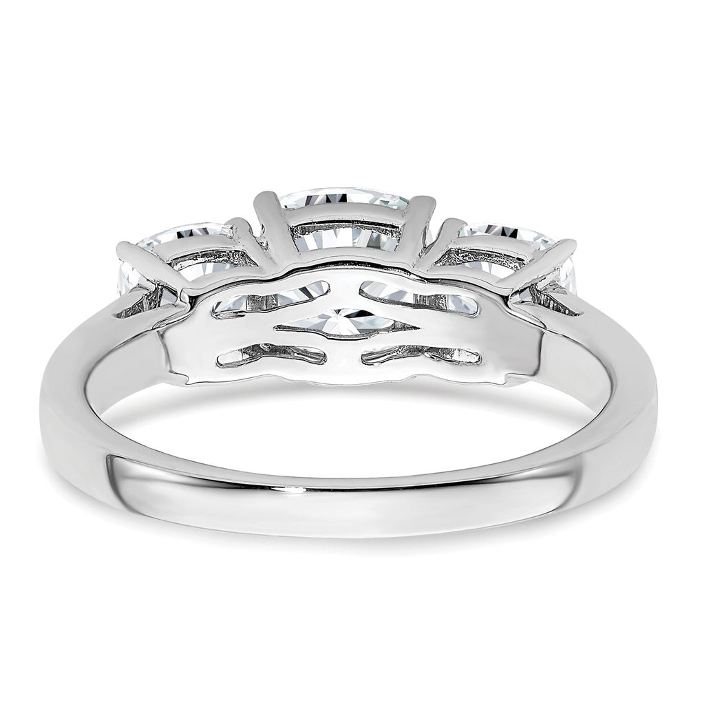 14k White Gold 2 1/3 carat Certified Lab Grown Diamond VS+ F+ Cushion Complete Three Stone Engagement Ring