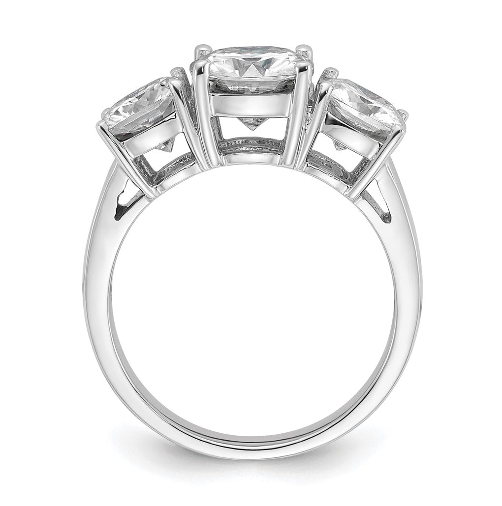 14k White Gold 3 3/4 carat Certified Lab Grown Diamond VS+ F+ Cushion Complete Three Stone Engagement Ring
