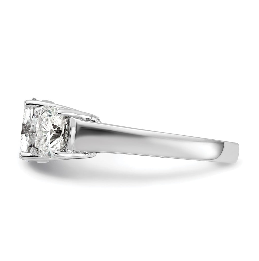 14k White Gold 3 3/4 carat Certified Lab Grown Diamond VS+ F+ Cushion Complete Three Stone Engagement Ring