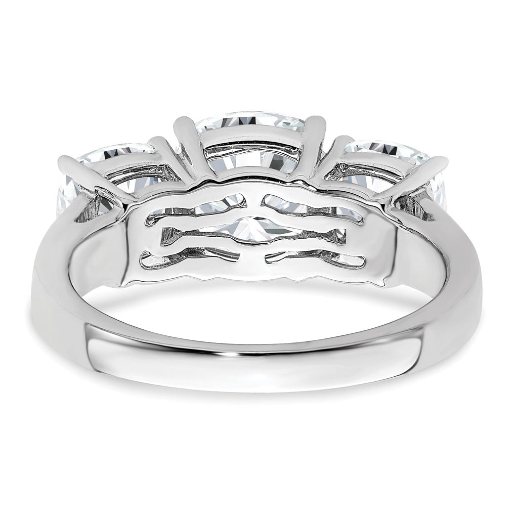 14k White Gold 3 3/4 carat Certified Lab Grown Diamond VS+ F+ Cushion Complete Three Stone Engagement Ring